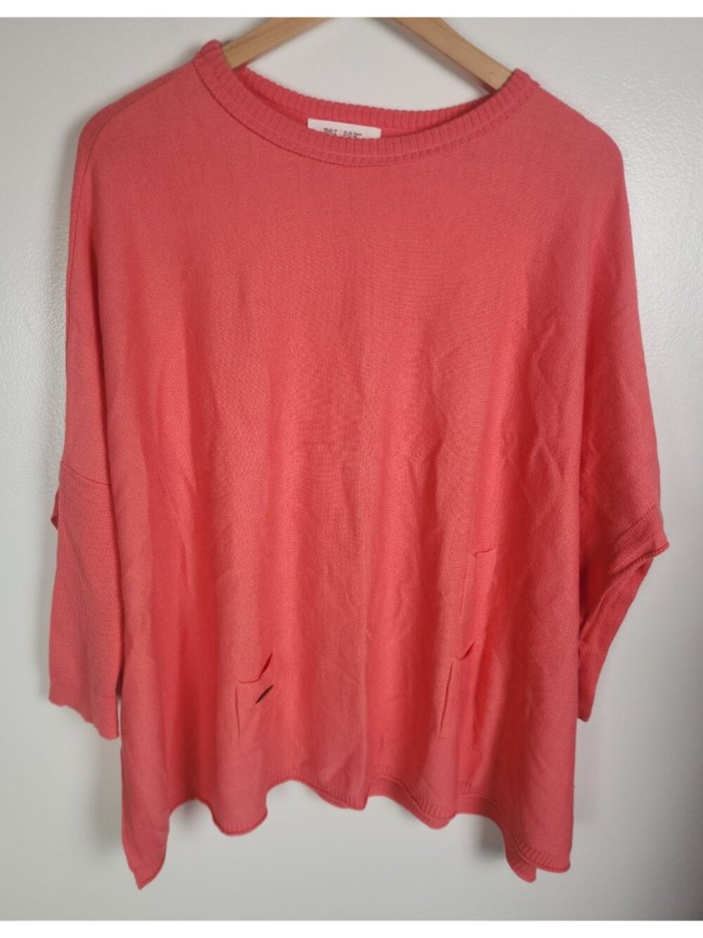 Mersea Coral Catalina Crew Neck Pullover Sweater One Size Tunic Lagenlook